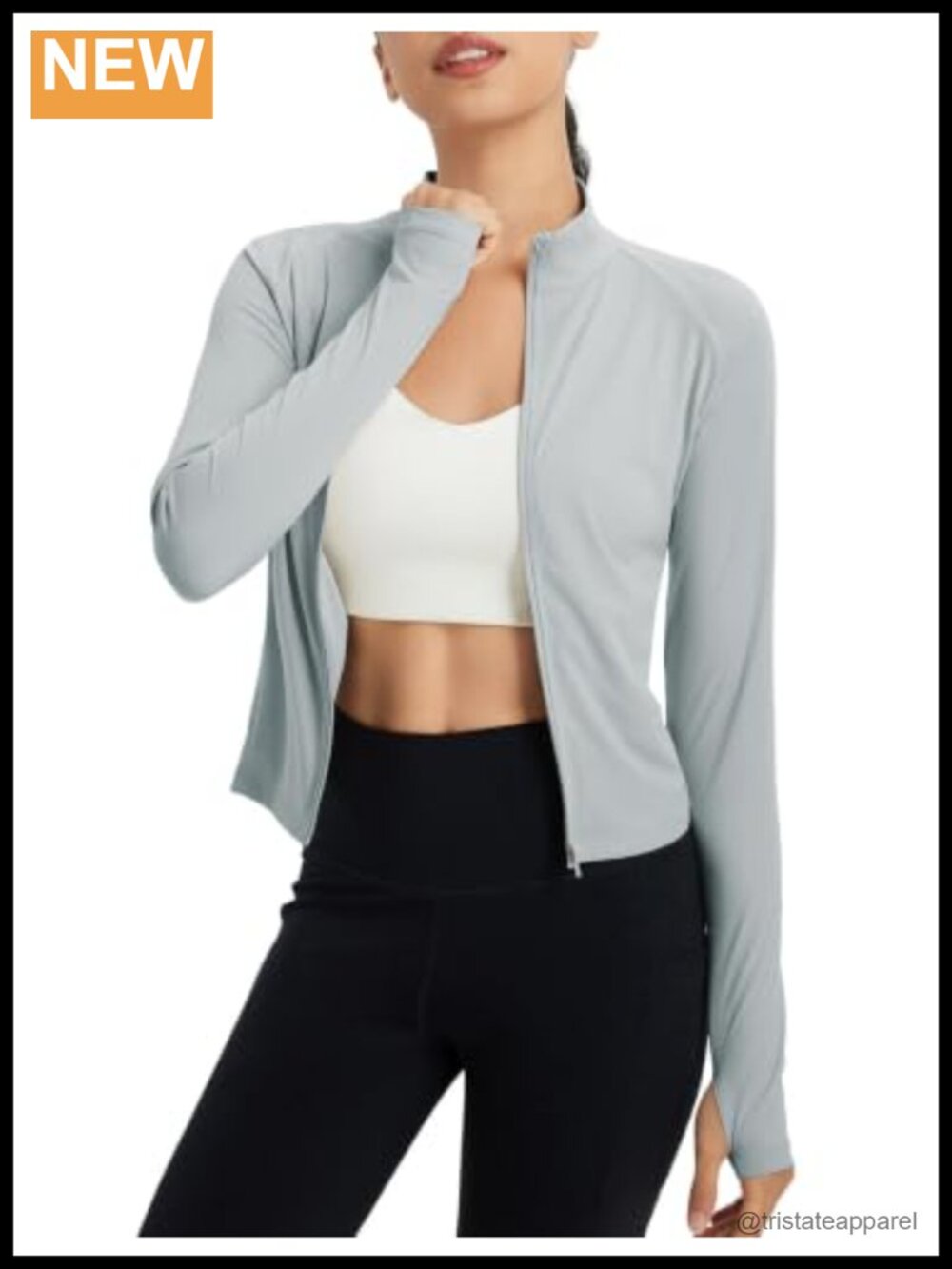 UPF 50+ Sun Shirt Lightweight Crop Full Zip Athletic Jacket
